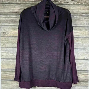 Xersion Lightweight Purple & Black Cowl Neck Long Sleeve Pullover Size Large
